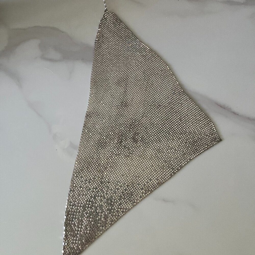 Vintage Whiting & Davis Silver Mesh Bib Necklace - Picture 5 of 6